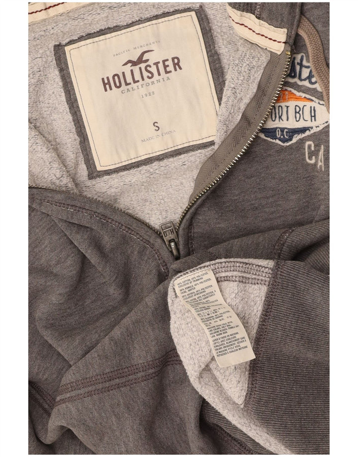 HOLLISTER Pull à capuche zippé graphique pour femme UK 10 Small Gris Coton