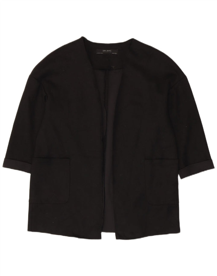 ZARA Veste blazer ouverte surdimensionnée à manches 3/4 pour femme UK 10 Small Noir