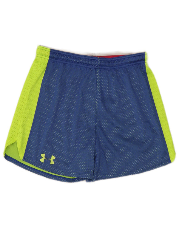 Under Armour Short de sport pour femme UK 10 Small Bleu Colorblock Polyester