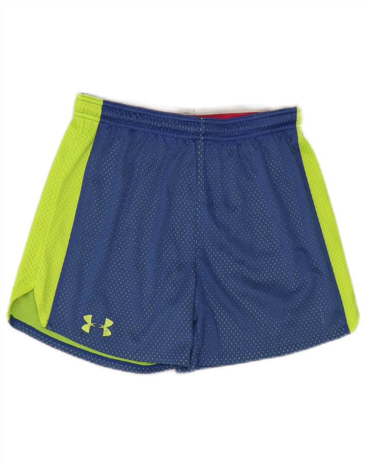 Under Armour Short de sport pour femme UK 10 Small Bleu Colorblock Polyester