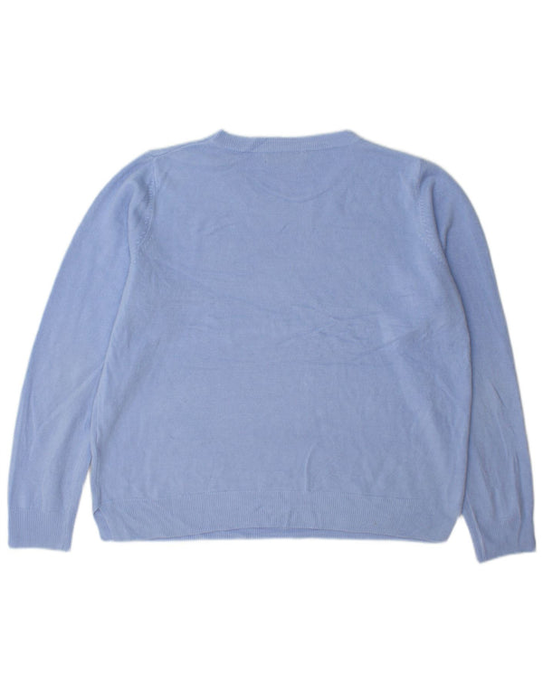Marks & Spencer Pull col bateau pour femme UK 18 XL Bleu Acrylique