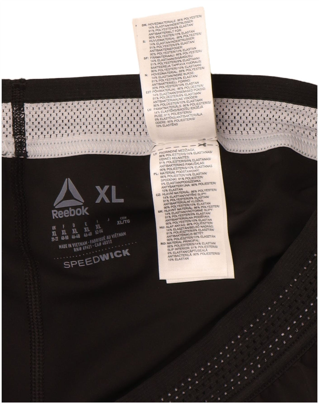 REEBOK Short de sport pour femme UK 20/22 XL Noir Polyester