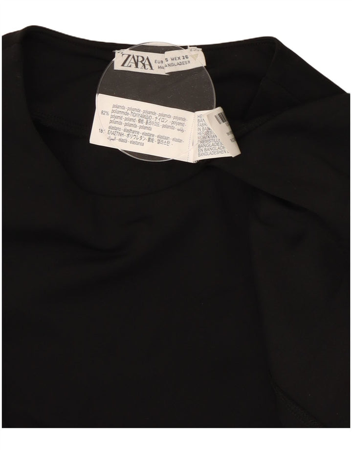 ZARA Femme Robe Maxi sans Manches UK 10 Petit Noir Polyamide