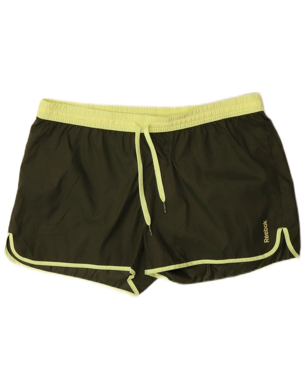 Reebok Short de sport pour femme UK 16 Large Kaki Polyester