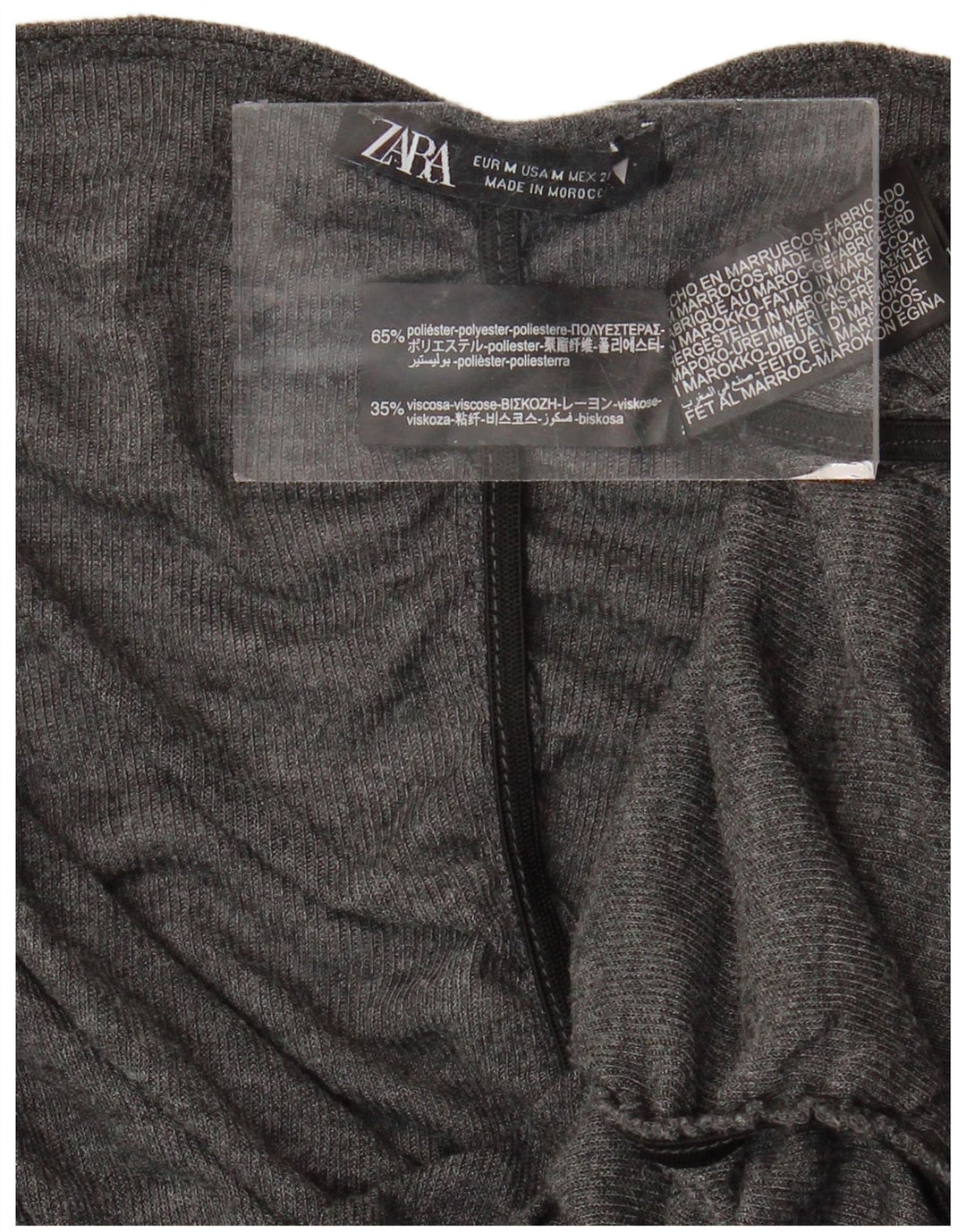 ZARA Femme Chemisier Top UK 12 Gris Moyen Polyester