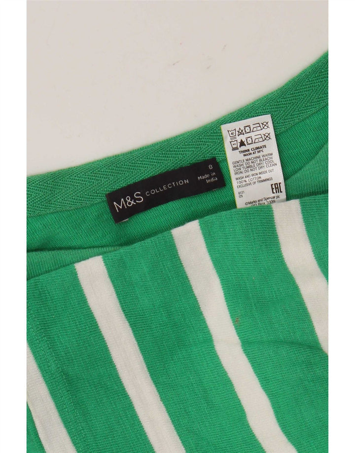 Marks & Spencer Haut surdimensionné à manches 3/4 pour femme UK 8 Petit vert rayé