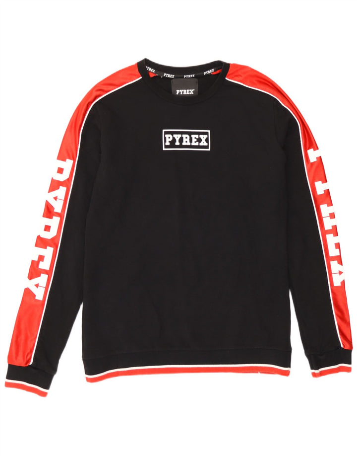Pyrex Sweat-shirt graphique pour homme en coton color block noir moyen