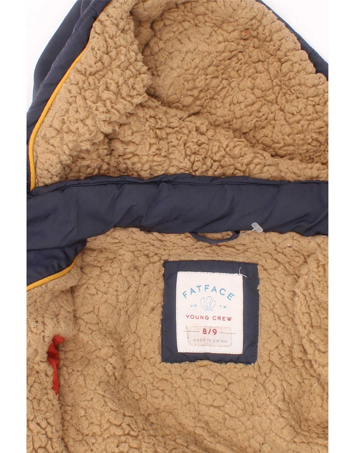 Fat Face Veste matelassée à capuche pour garçons 8-9 ans Vert Colorblock Polyester