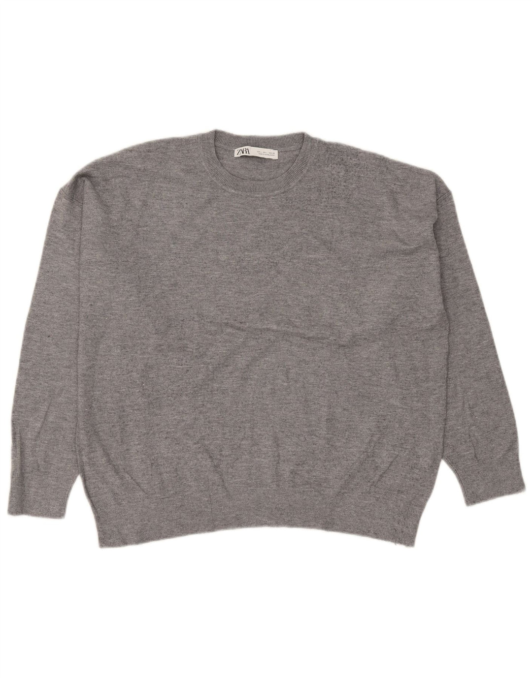 Zara Pull surdimensionné à col rond pour femme UK 16 Grand gris moucheté