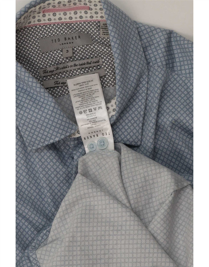 Ted Baker Chemise coupe classique pour homme Taille 3 Bleu moyen Coton géométrique