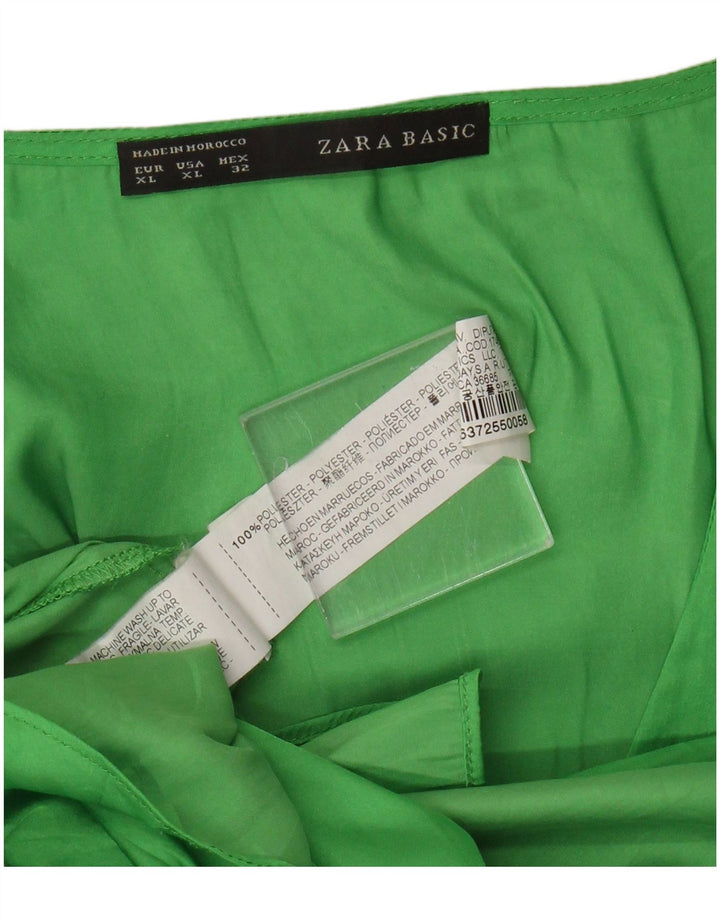 Zara Femme Chemisier sans manches Top UK 18 XL Vert Polyester