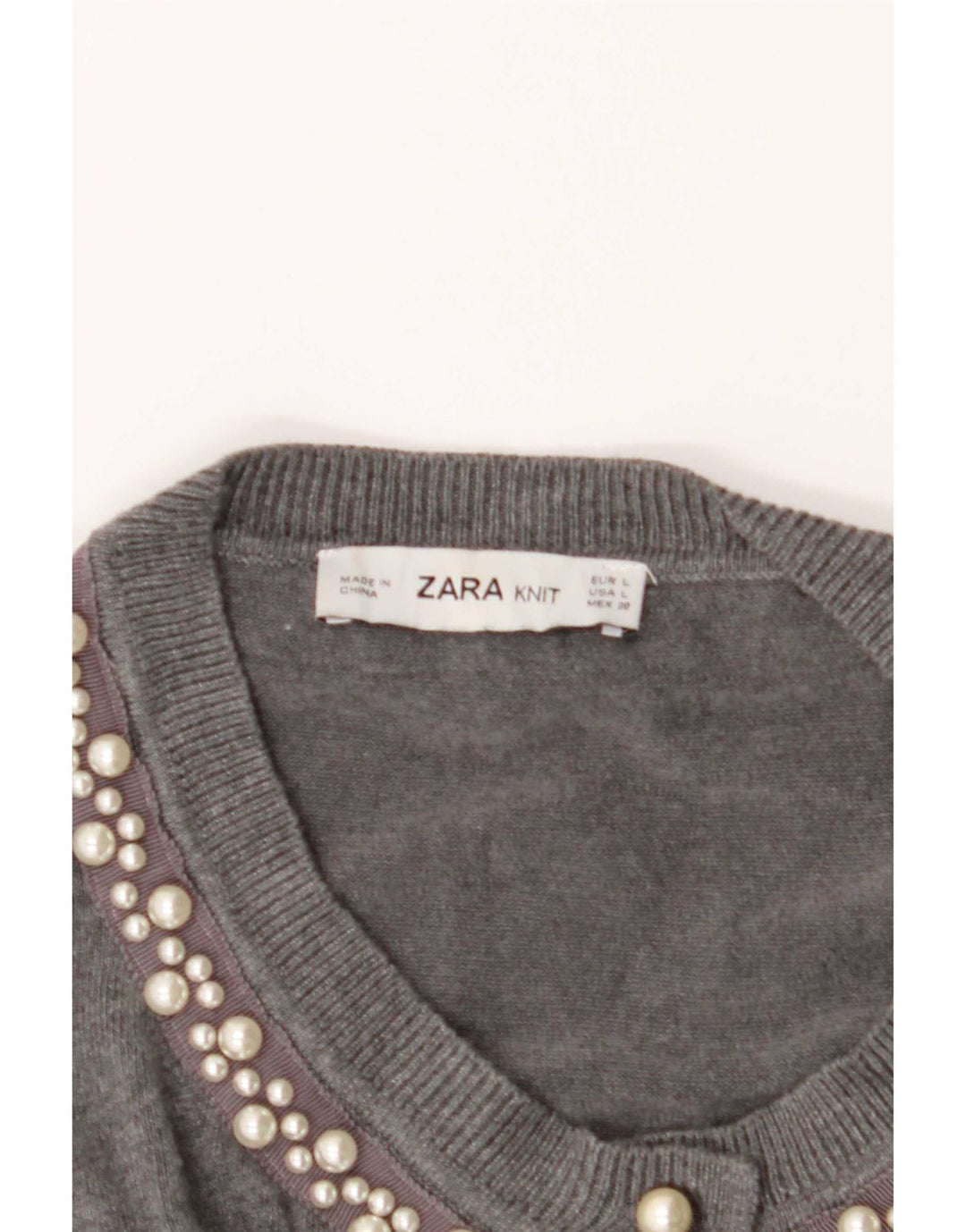 Zara Cardigan Femme Pull UK 14 Large Gris