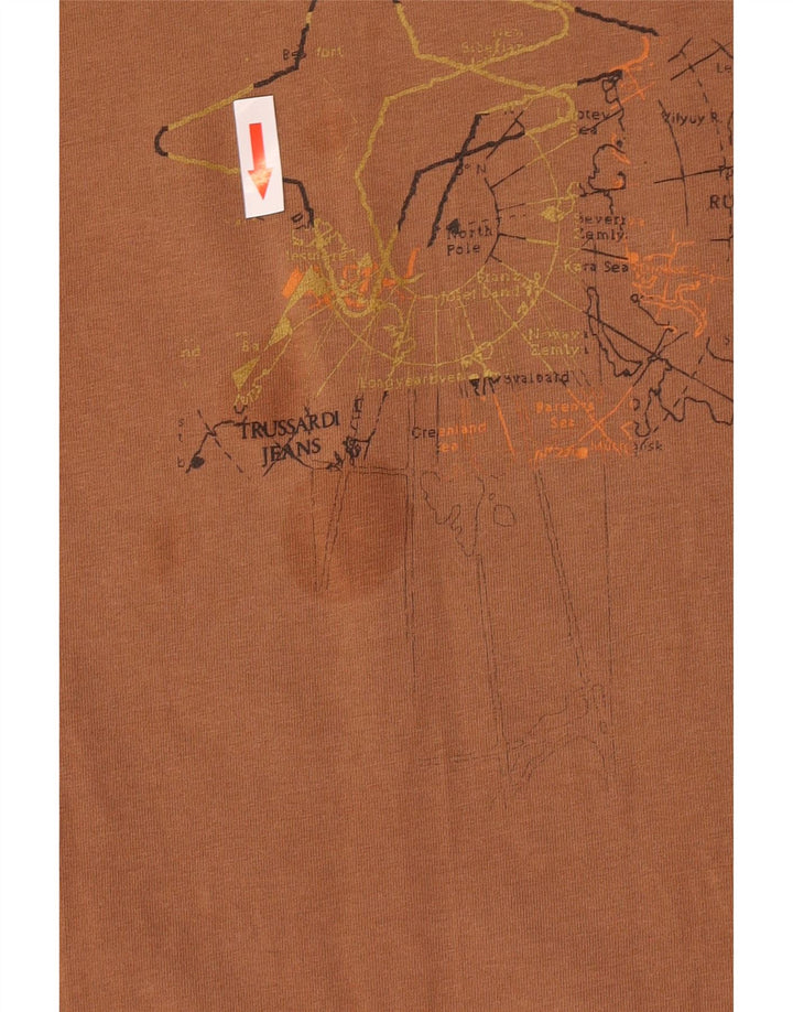 Trussardi Jeans Haut Graphique Manches Longues Coton Marron Moyen Homme
