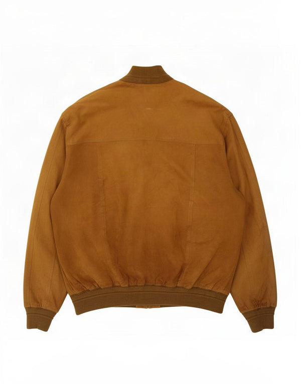 Vintage Mens Suede Bomber Jacket IT 56 3XL Beige Leather