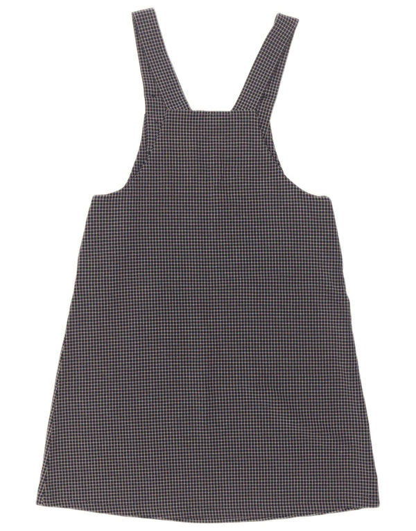 vintage Femme Dungaree Robe UK 12 Moyen Bleu Marine Check