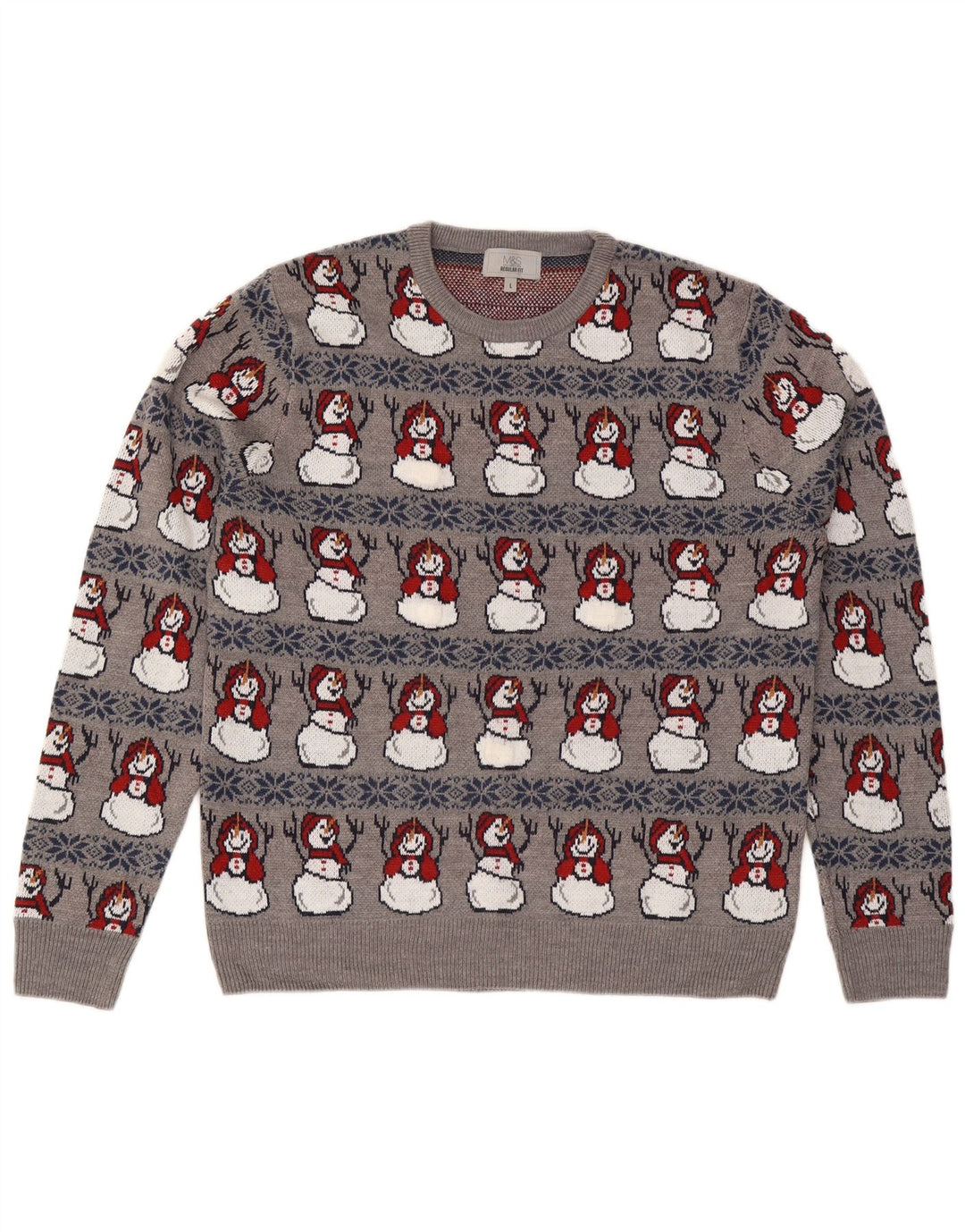 Marks & Spencer Pull ras du cou pour homme, grand, gris, Noël
