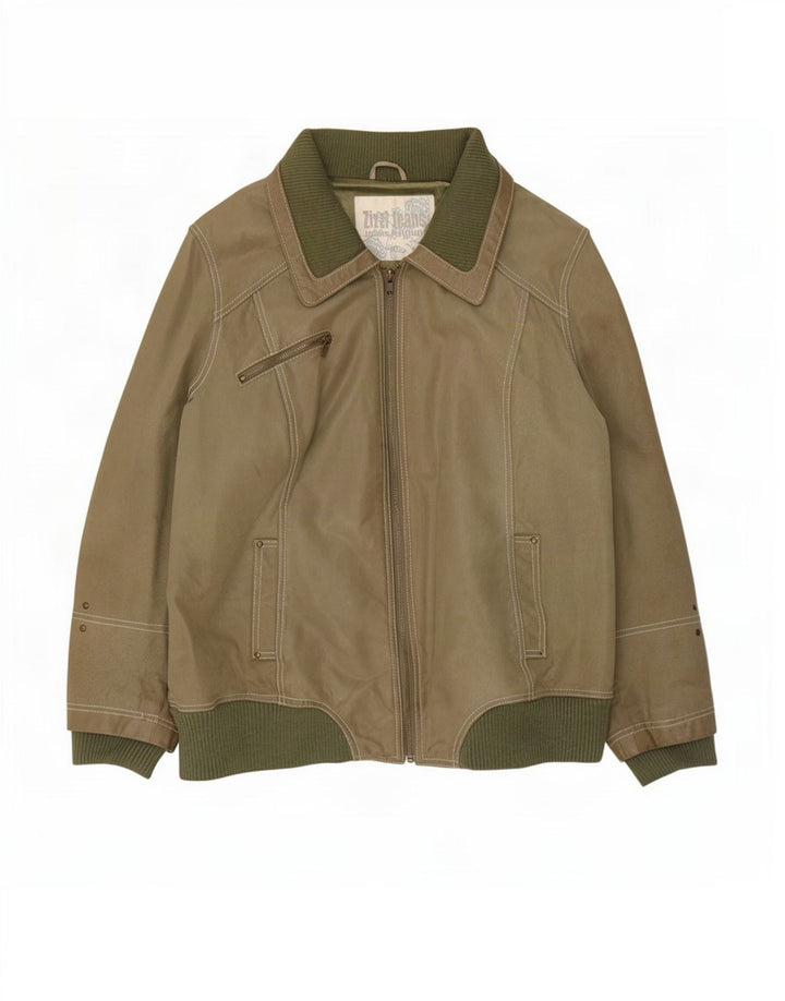 Zizzi Veste en cuir pour homme UK 36 Small Kaki