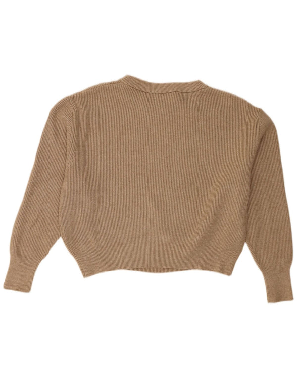 Zara Pull court surdimensionné à col bateau pour femme UK 14 Marron moyen