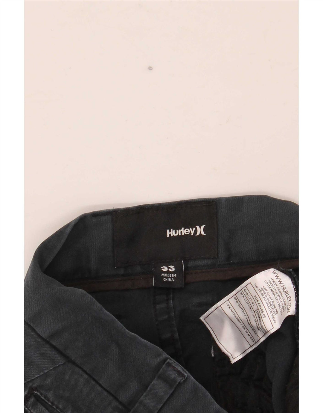 Hurley Short Chino Homme W33 Bleu Marine Moyen Coton