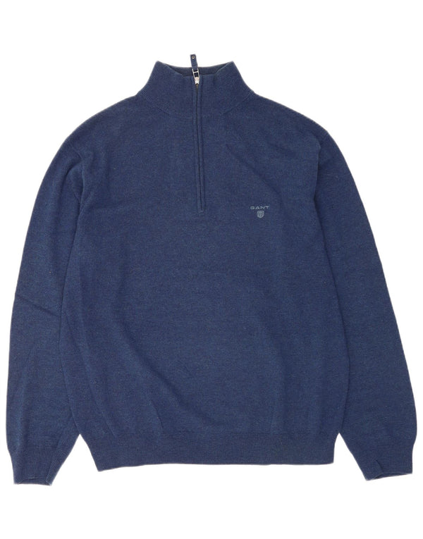 Gant Pull col zippé homme XL bleu marine laine d'agneau