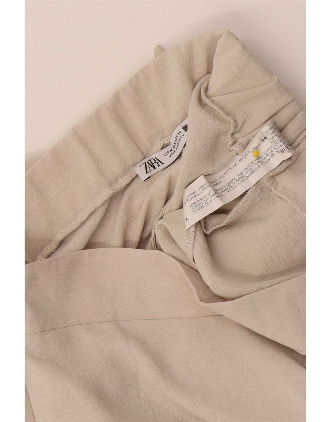 Pantalon portefeuille à jambe large pour femme Zara Medium W26 L30 Beige Polyester