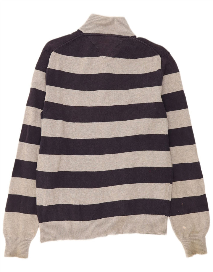 Tommy Hilfiger Pull col zippé homme en coton rayé gris moyen