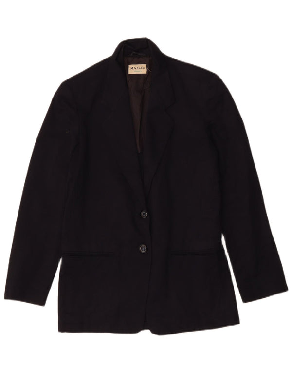 Max & Co. Veste blazer à 2 boutons pour femme UK 12 en coton bleu marine moyen
