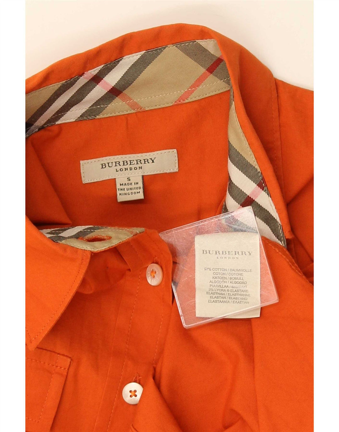 Burberry Chemise Femme UK 10 Petit Coton Orange