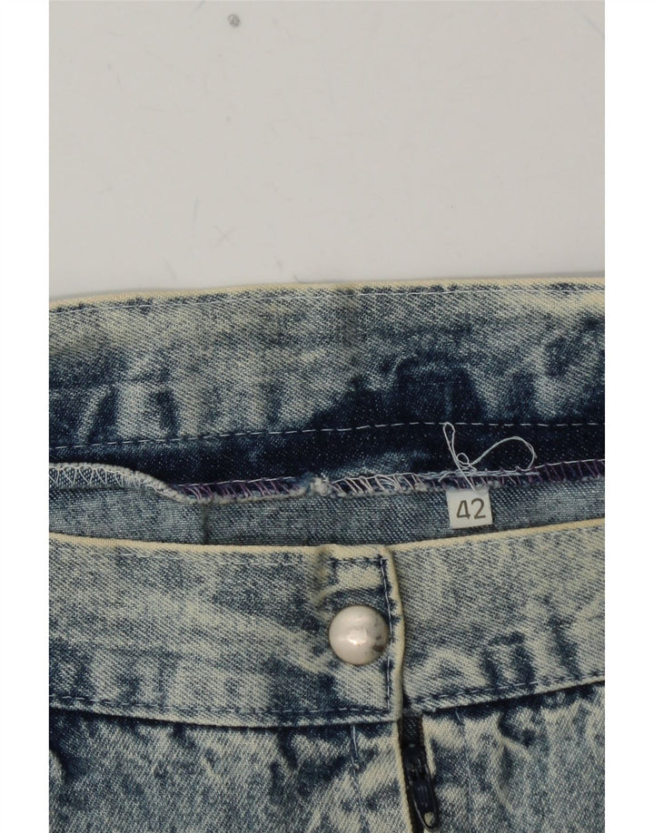 VINTAGE Jupe trompette en jean pour femme IT 42 Medium W26 Bleu Floral