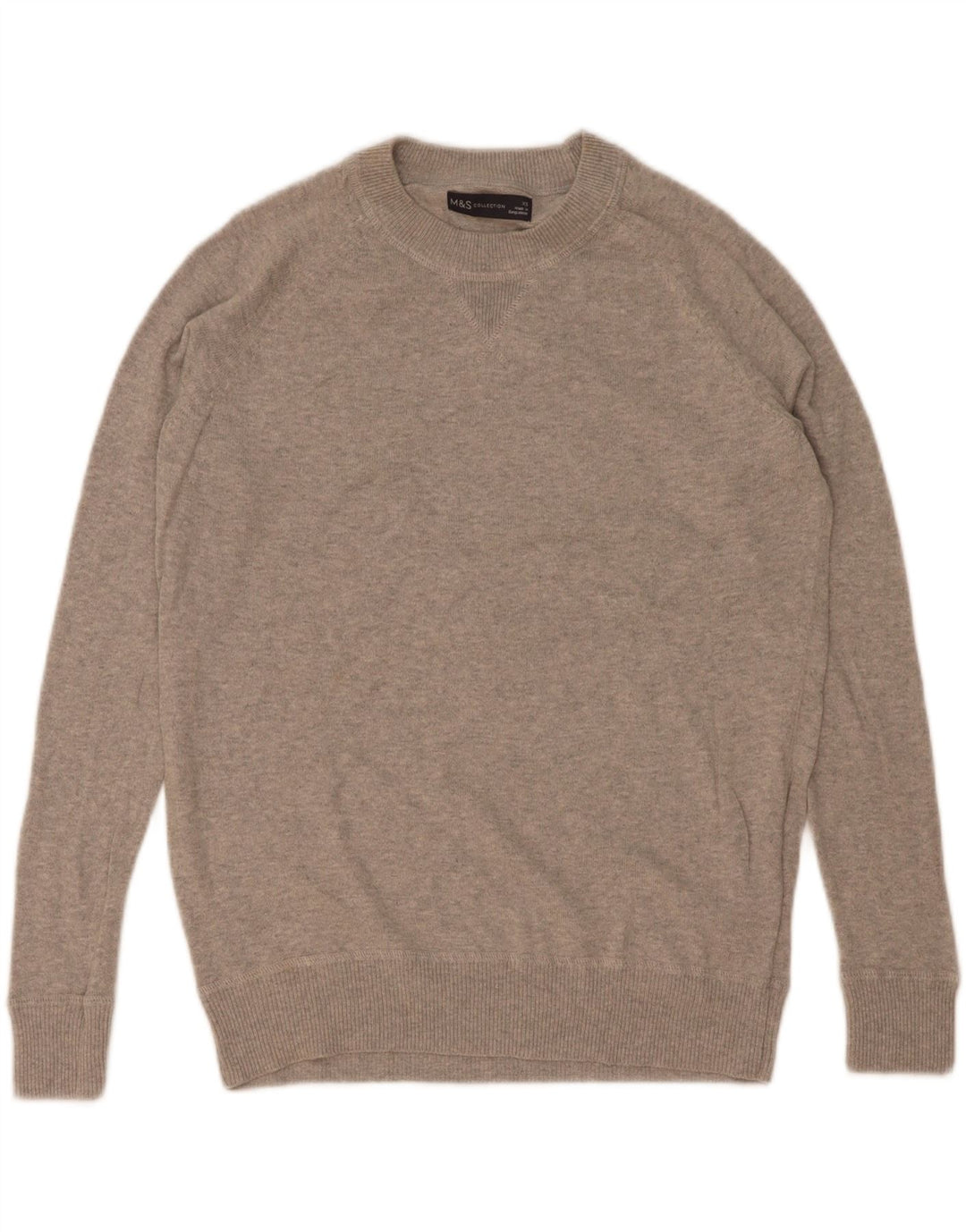 Marks & Spencer Pull à col rond pour homme XS Gris Coton