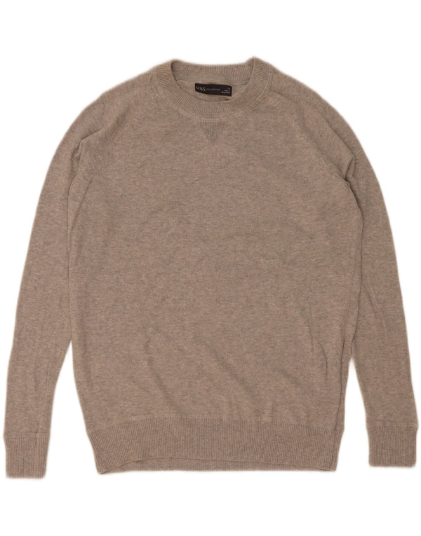 Marks & Spencer Mens Crew Neck Jumper Sweater XS Grey Cotton