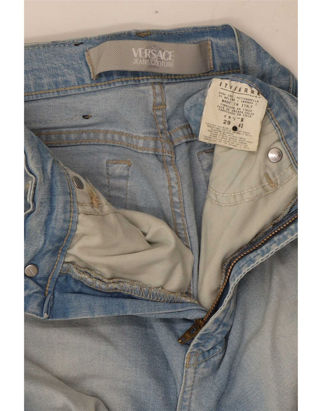 Versace Femme Jean évasé W29 L32 Bleu Coton