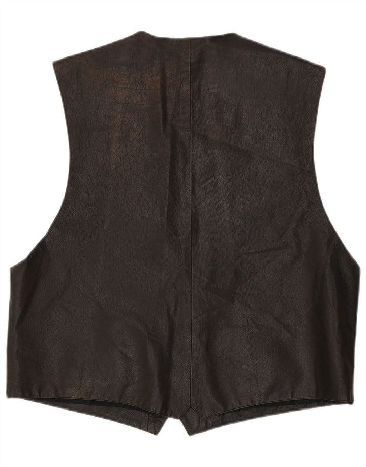 VINTAGE Gilet en Cuir Homme IT 56 XL Marron