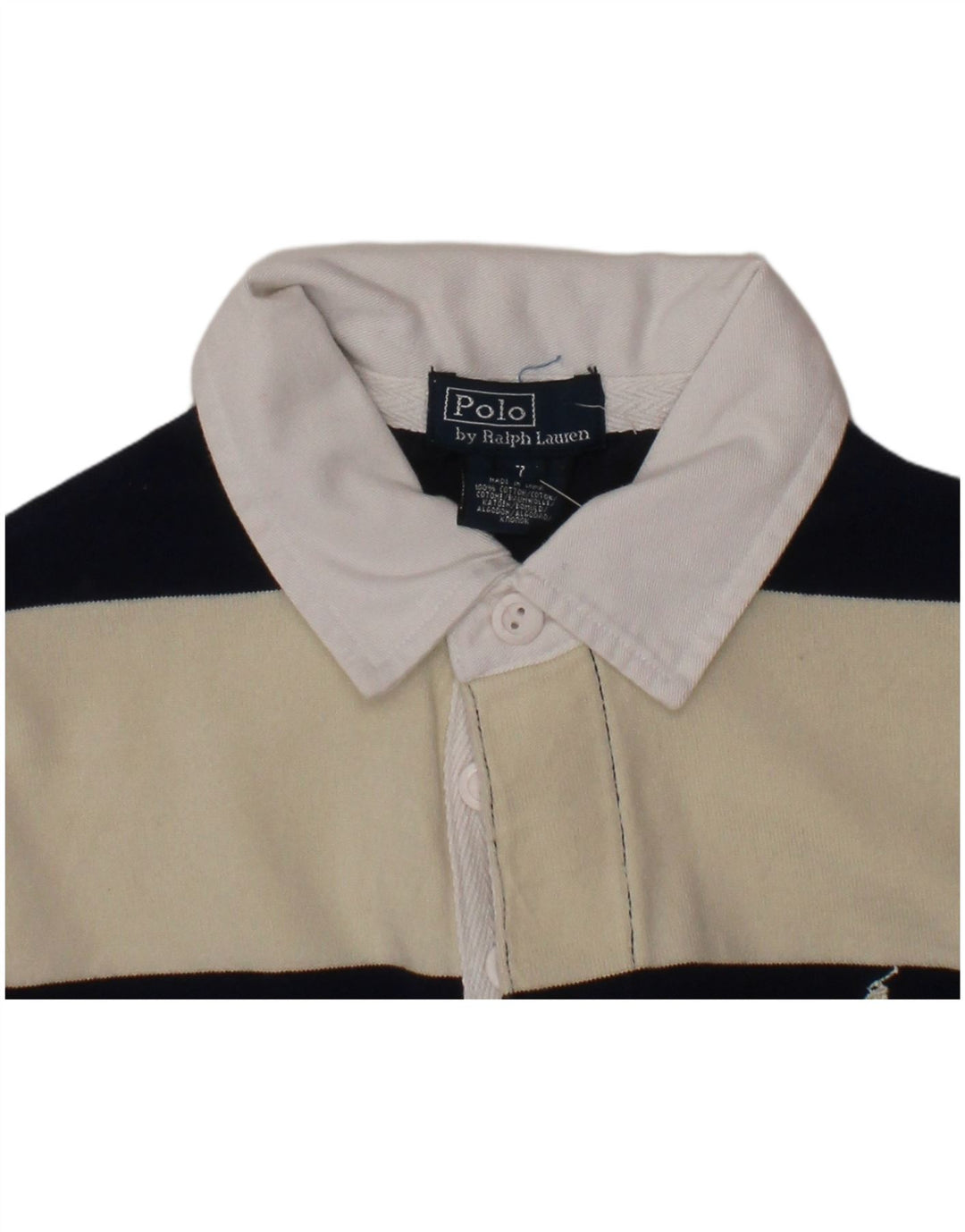POLO RALPH LAUREN Polo Rugby Garçon 6-7 ans Blanc Cassé Rayé