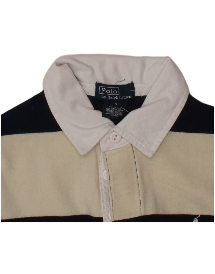POLO RALPH LAUREN Polo Rugby Garçon 6-7 ans Blanc Cassé Rayé