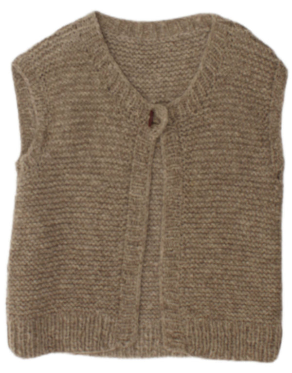 vintage Femme Sans Manches Cardigan Pull UK 14 Gris Moyen