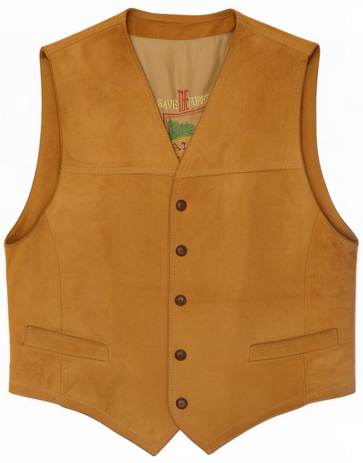 Save The Forest Gilet en daim pour homme IT 48 Cuir beige moyen