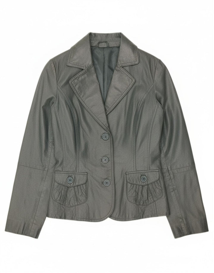 vintage Femme 3 Bouton Blazer Veste UK 10 Petit Gris