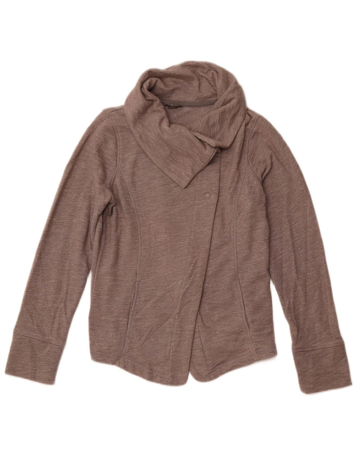 EDDIE BAUER Pull Cardigan Femme UK 10 Petit Gris Coton