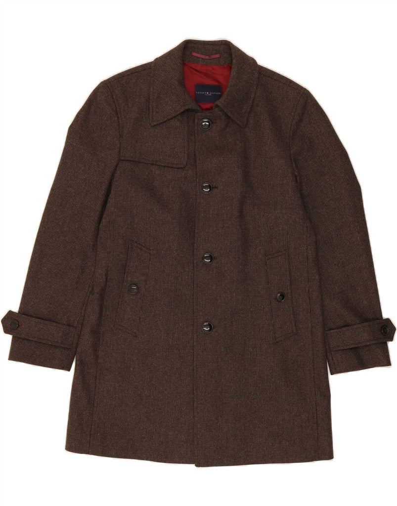 TOMMY HILFIGER Mens Tailored Overcoat IT 48 Medium Brown Wool Vintage Tommy Hilfiger and Second-Hand Tommy Hilfiger from Messina Hembry 