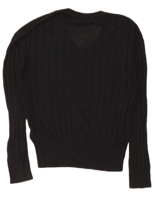 Marks & Spencer Pull col en V pour femme UK 44 Viscose noir moyen