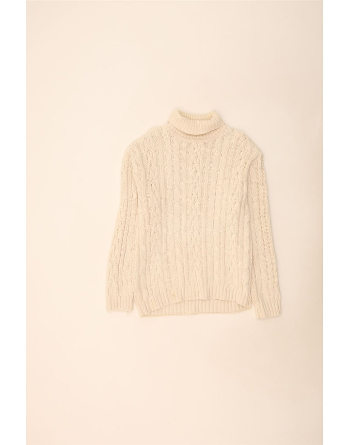 vintage Mens Roll Neck Jumper Pull Grand Coton Beige