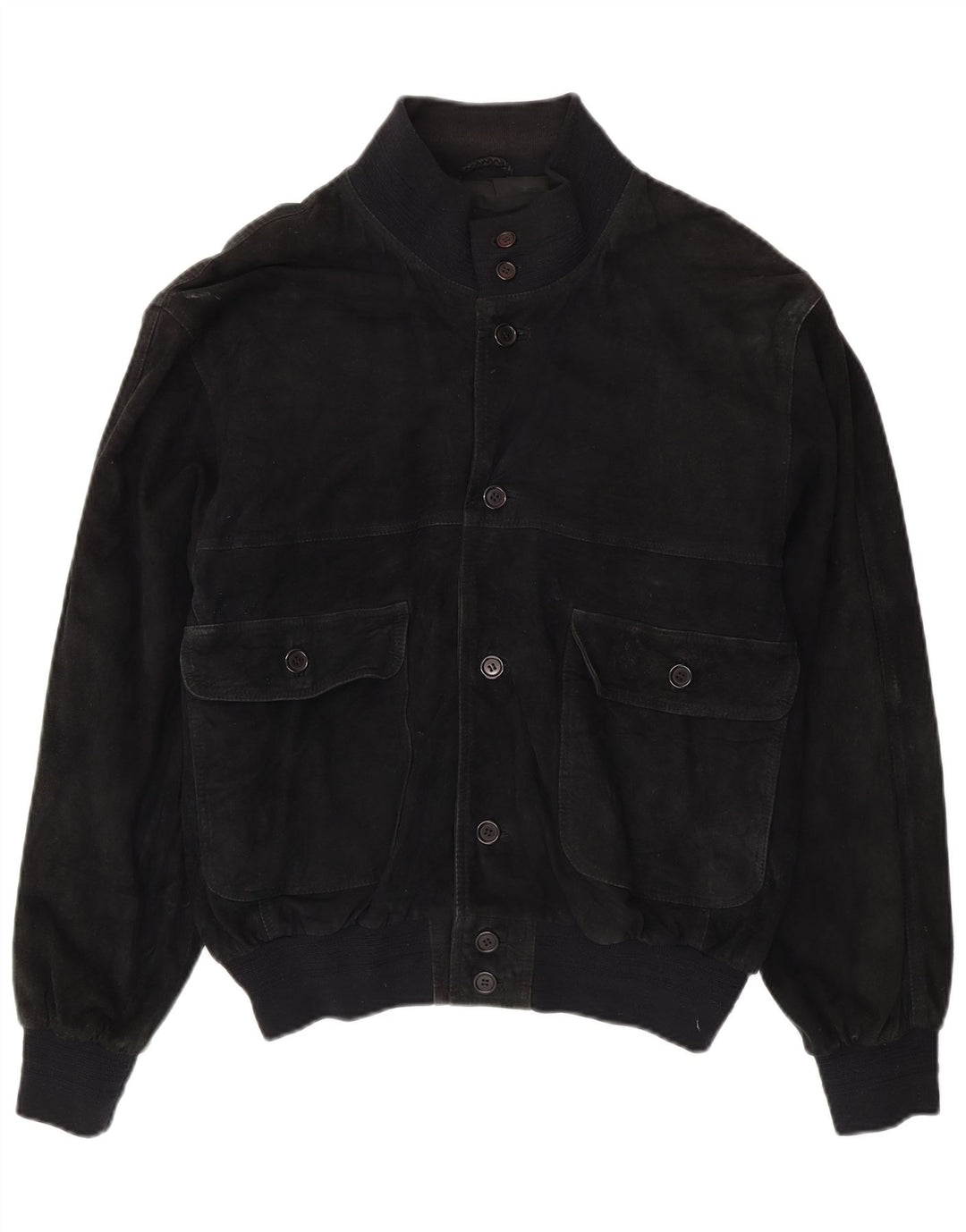 vintage Mens Suede Bomber Jacket UK 40 Grand Cuir Noir