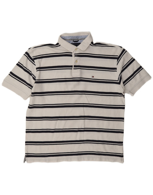 Tommy Hilfiger Polo Homme XL Blanc Rayé Coton