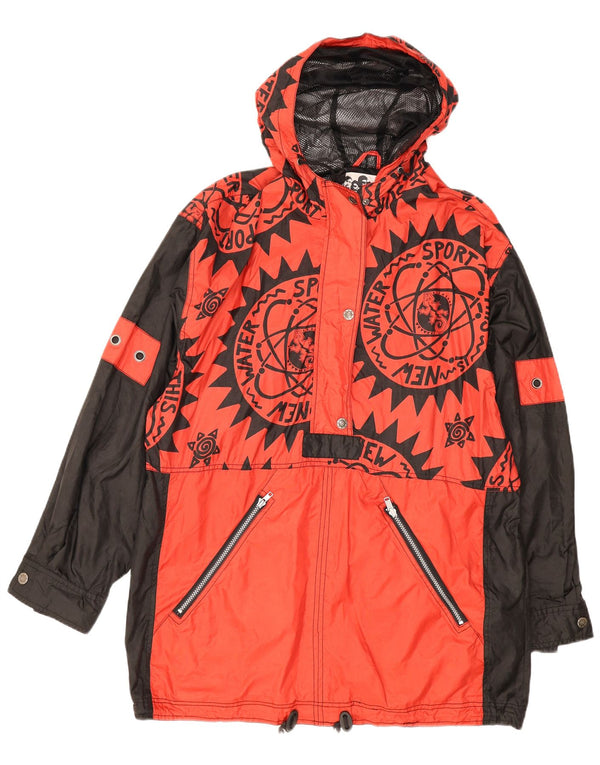 Veste Anorak Graphique Longue Fille Vintage 15-16 Ans XL Colorblock Rouge