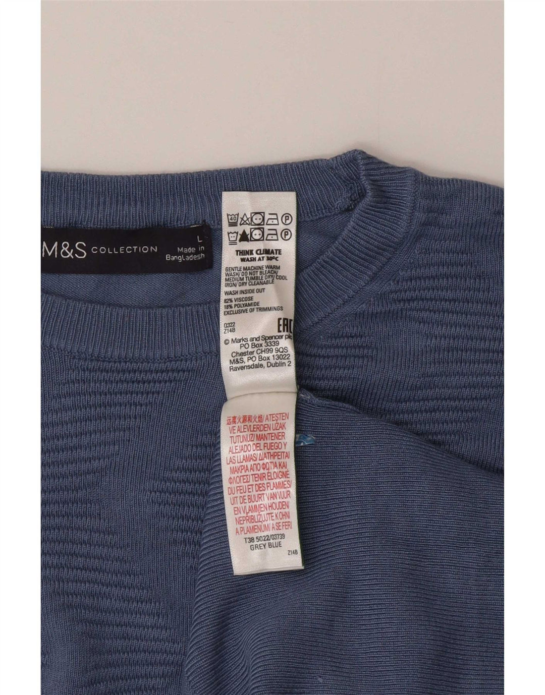 Marks & Spencer Pull à col rond pour femme UK 16 Large Bleu