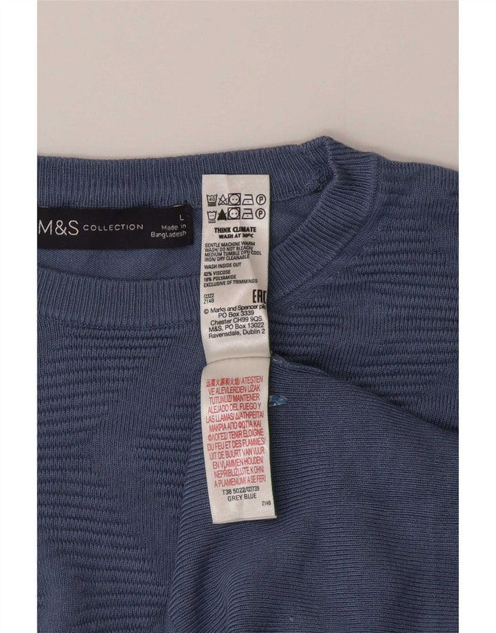 Marks & Spencer Pull à col rond pour femme UK 16 Large Bleu