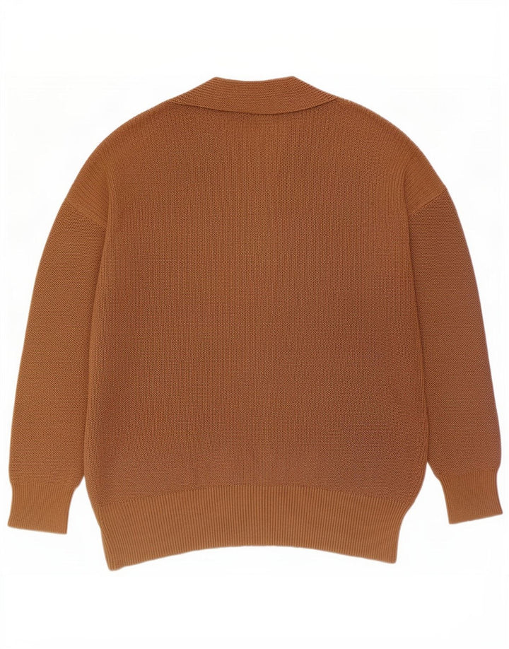 Massimo Dutti Pull cardigan long pour femme UK 14 Marron moyen Polyester