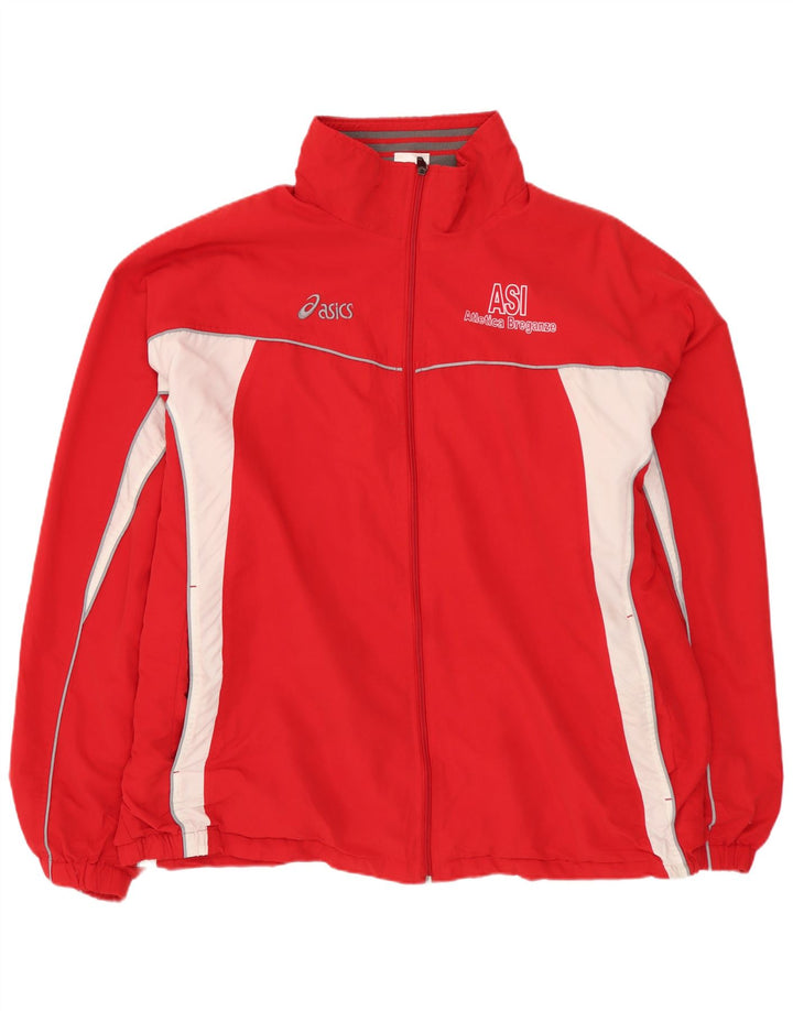 ASICS Veste de survêtement graphique pour hommes 2XL Rouge Colorblock Polyester