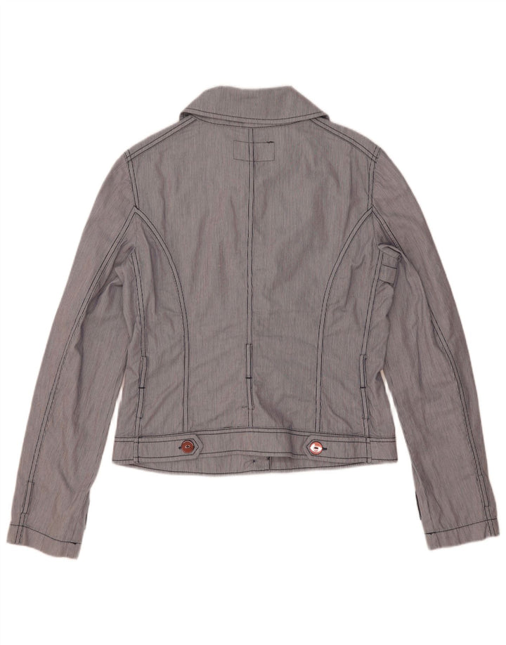 Armani Jeans Veste Bomber Femme US 8 Coton Bleu Moyen À Fines Rayures